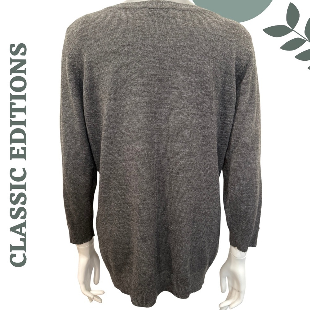 🛍️ Classic Editions Charcoal Knit Pullover Sweater Large – Ribbed Yoke - Picture 3 of 6